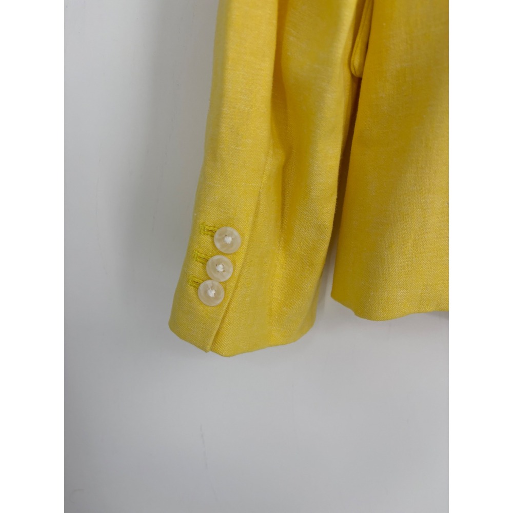 Banana Republic Blazer Womens 10 Yellow Stretch Linen Single Button Professional - Picture 7 of 11